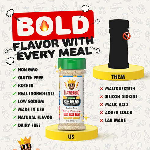 Cheese Flavored Seasoning Mix by FlavorGod, Premium All Natural Spice Blend for Chicken, Vegetables, Salad, 2.6 oz