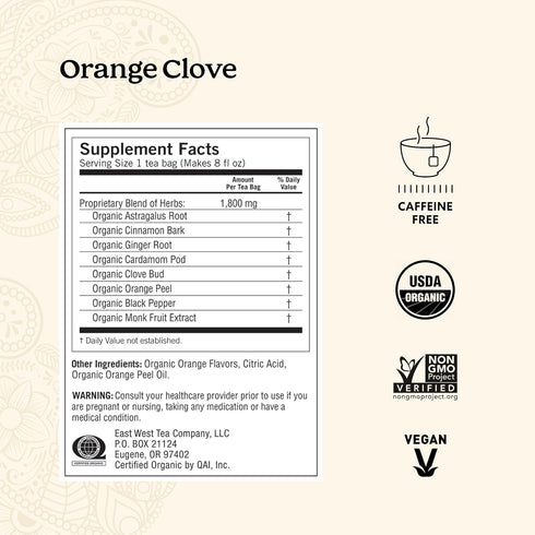 16 Pack (4 Packs) Immune Yogi Tea Orange Clove - Bags per - Limited Edition Organic, Caffeine-Free Holiday Tea