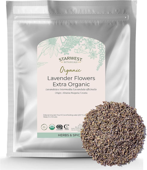 Starwest Botanicals Dried Lavender Flowers Extra Organic - Edible Loose Lavender Buds