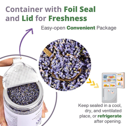 100% 3.53oz (100g), Dried Culinary Lavender Natural Food Grade Lavender Buds Herbs Tea, Edible Lavenders Flowers