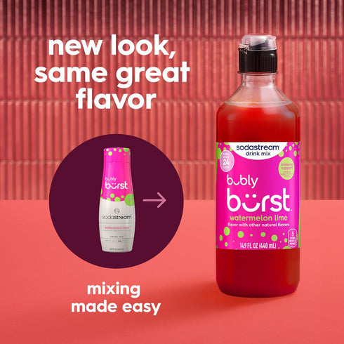 Pack, (440ml, Pack 3) SodaStream Bubly Burst Variety New Pour Bottle Drink Mix