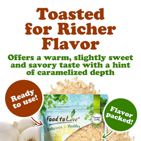 12 Food to Live Toasted White Chopped Onion, Ounces Roasted, Ready to Use. Ideal for Cooking, Soups, Salads. Non-GMO