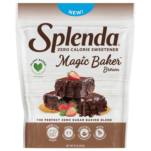 SPLENDA Magic Baker Brown Zero Calorie Plant-Based Baking Blend with Stevia, Erythritol, and Allulose (1lb).