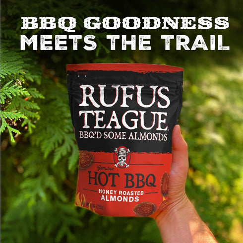9 oz Rufus Teague Hot BBQ Honey Roasted Almonds Sweet, Spicy & Smoky Gourmet Snacks, Resealable Pouch for Freshness