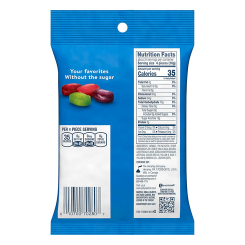 3.6 oz (12 Count) JOLLY RANCHER Zero Sugar Assorted Fruit Flavored Hard Candy Bags
