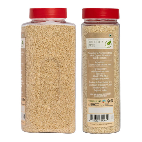 THE HOLLY TREE 18 oz Organic Hulled Sesame Seeds - White Sesame Seeds Organic - For Cooking, Baking and Garnishing