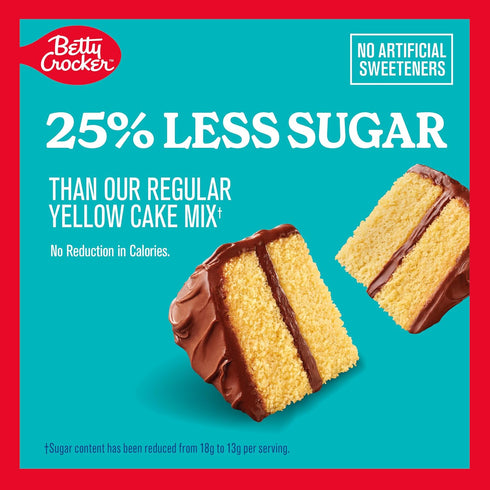 14 oz Betty Crocker Lower Sugar Yellow Cake Mix, No Artificial Sweeteners