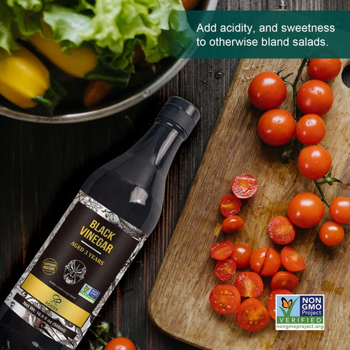 16.9 oz (Pack 2), Soeos Chinkiang Vinegar fl of Zhenjiang Vinegar, Chinese Black Vinegar, Chinese Vinegar, Black