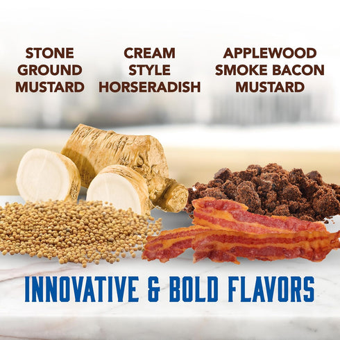 Pack, (Pack 3) Inglehoffer Condiment Variety Stone Ground Mustard, Cream Style Horseradish and Applewood Smoked Bacon