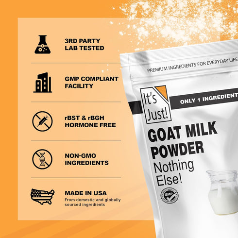 (1.25lb) It's Just! - Goat Milk Powder Grass-Fed Australian Source, Heavy Metal Tested, Easy to Mix, Just Add Water