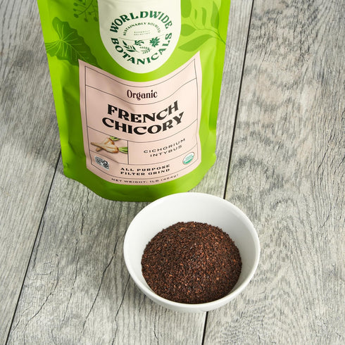 1 Worldwide Botanicals Organic French Chicory Root, Pound - Brew Like Coffee, Blend Roasted Chicory Root With Coffee