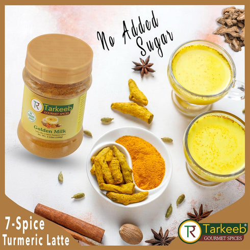 Tarkeeb Golden Milk 7-Spice Turmeric Latte Blend, All Natural, Caffeine-Free, Vegan, Gluten-Free, 3.53oz
