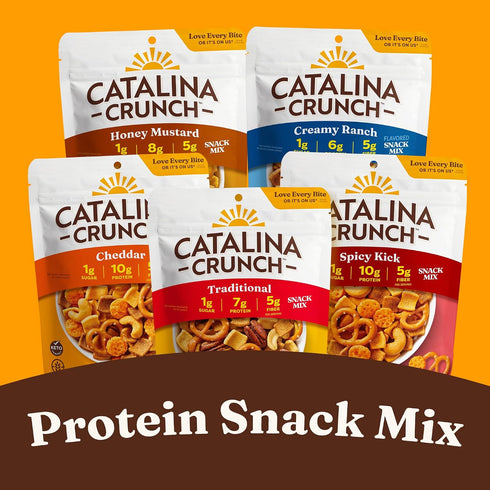 10g 1g Pack 4 (Pack 4) Packaging Catalina Crunch Protein Snack Mix with Cheese Crisps | Protein, Sugar per Serving |