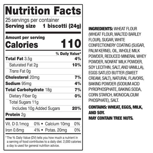 110 21.5 oz Nonni's Limone Lemon-Iced Biscotti Cookies Individually Wrapped Italian Tea-Time Snack, Crunchy