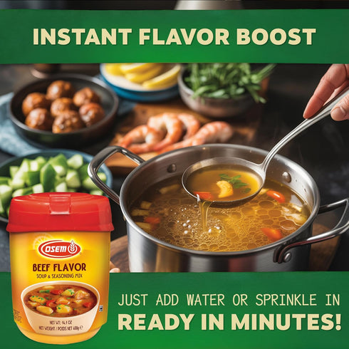 14.1oz (Pack 1) Osem Beef Flavored Soup & Seasoning Mix - Powder Broth Base, Perfect for Soups, Sauces, Stews, Rice