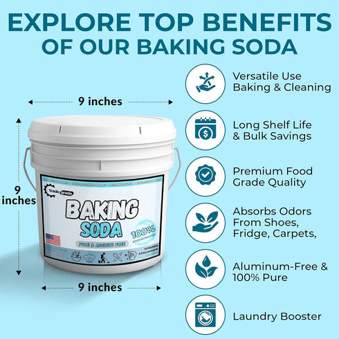 15 lb TradeGrade Pure Baking Soda Powder Bucket, Sodium Bicarbonate Powder | Premium Food-Grade for Baking, Bread