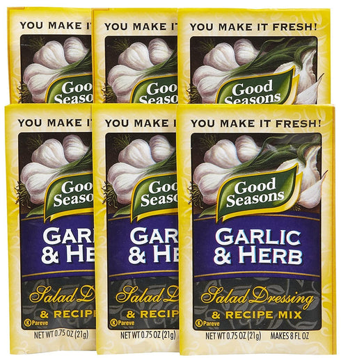 Good Seasons Salad Dressing & Recipe Mix, Garlic & Herb, 0.75 oz, 6 Pack