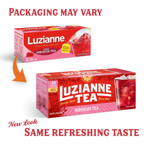 22ct (Pack 6) Luzianne Unsweetened Hibiscus Iced Tea Bags, Family Size, Box