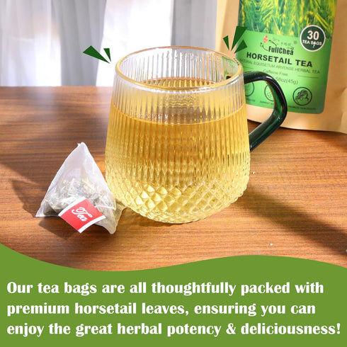 FullChea Horsetail Tea, 1.5g X 30 Count, Premium Dried Horsetail Herb for Hair & Nail, Non-GMO, Caffeine-free