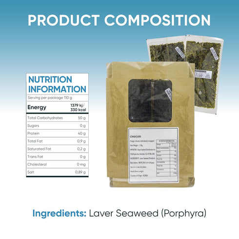 100 RSD Onigiri Seaweed Sheets Individually Wrapped Sheets Premium Roasted Nori for Sushi, Onigiri, Gimbap, & More