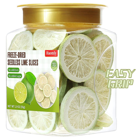 Haomly 40 Desserts,100% Freeze-dried Seedless Lime Slices,About Slices,Dehydrated Limes for Cocktails,Tea, Snacking