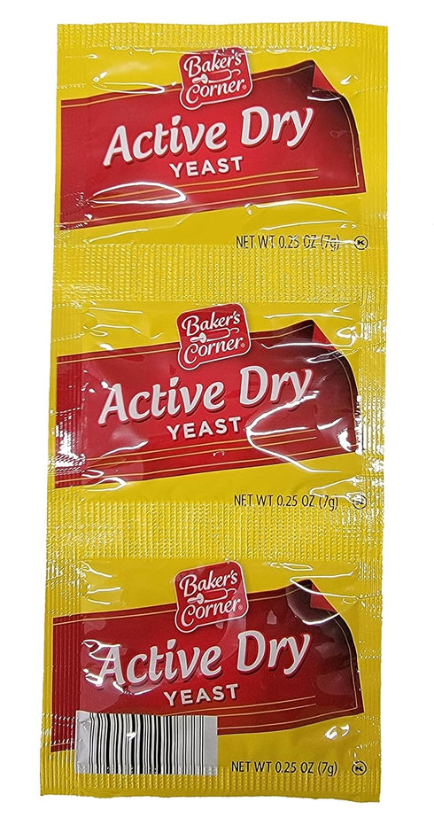 01 Strip of 3 Baker's Corner Active Dry Yeast, Gluten Free, Bread Baking NEW