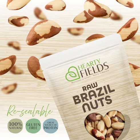(32 Oz 2 LB) Hearty Fields - Raw Brazil Nuts Unsalted, No Shell, Whole, - Wholesome In Nature - Hearty In Nurture