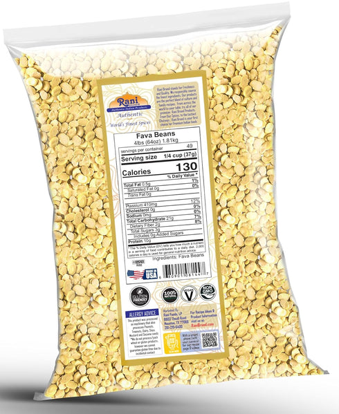 64oz (4lbs) 1.81kg Rani Fava Beans (Split Broad Beans Skinless) Bulk ~ All Natural | Gluten Friendly | Non-GMO | Kosher
