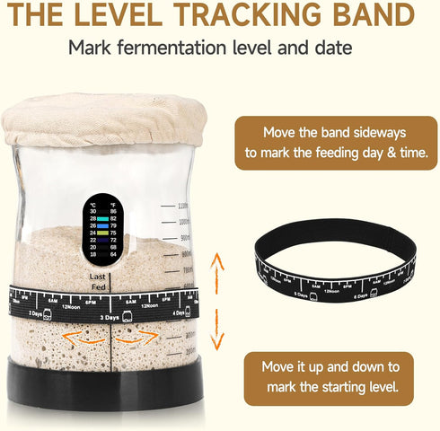 '-50 Oz Gifts(2 Sourdough Starter Kit Wide Bore and Large Capacity Sourdough Starter JarThermometer, Feeding Band
