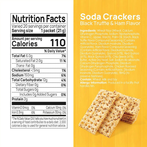 Pairing,14.1oz (400g) Packets Vloong Black Truffle and Prosciutto Soda Crackers with Chia Seeds and Quinoa, Savory