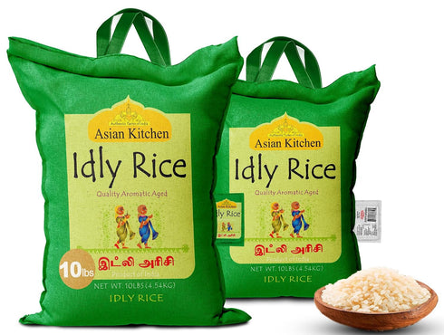 10-Pound 10lbs (4.54kg) Asian Kitchen Idly (Idli) Rice Bag, Short Grain Rice ~ All Natural | Gluten Friendly | Vegan |