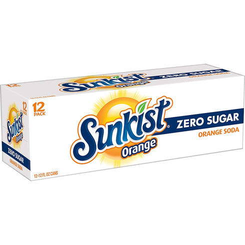 12 oz 12 pack Sunkist Zero Sugar Orange Soda, fl cans