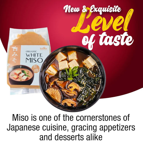 900g Fusion Select Organic White Miso Paste - Made of Fermented Soy Bean & Rice - Savory Japanese Seasoning For Cooking