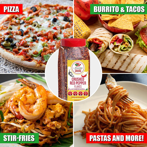 12 oz (Pack 2) Crushed Red Pepper Flakes, All Natural, Hot and Spicy Seasoning for Pizza, Pasta, Chili, Soup, Meat