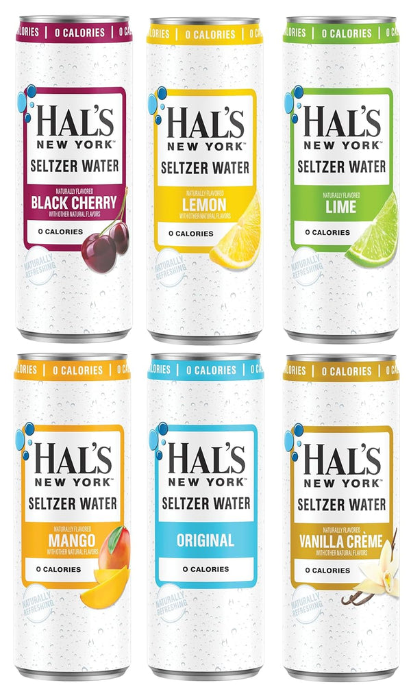 Oasis Snacks Hals New York Seltzer Water, 6 Flavor Variety Pack, 12 Fl Oz