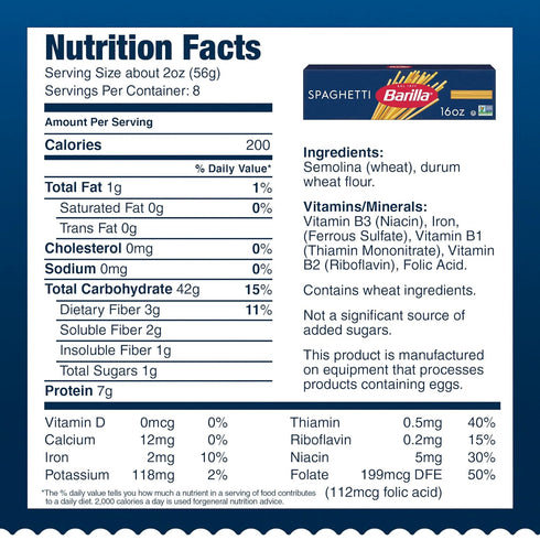 32 (Pack 2) Barilla Spaghetti Pasta, Box - Non-GMO, Made with Durum Wheat Semolina - Kosher Certified, Ounce