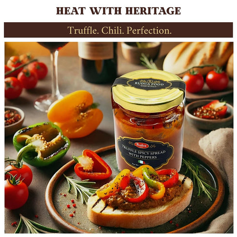 100% 2.82 oz (80g) Rudca Food Spicy Truffle Spread with Chili Peppers, Garlic, Mushrooms Natural Italian Gourmet Sauce