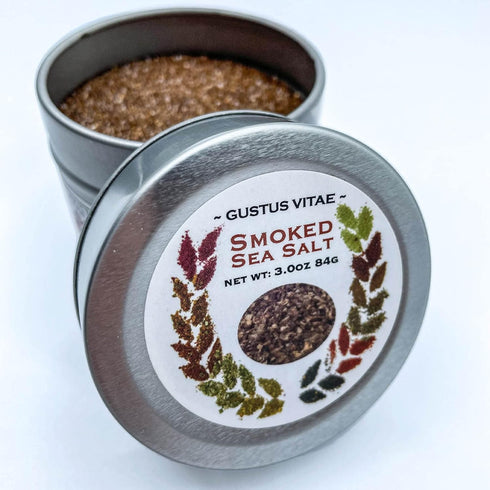 3.0oz #24 Natural Smoked Sea Salt | Non GMO Verified | Magnetic Tin | Finishing Salt | | Crafted In Small Batches By
