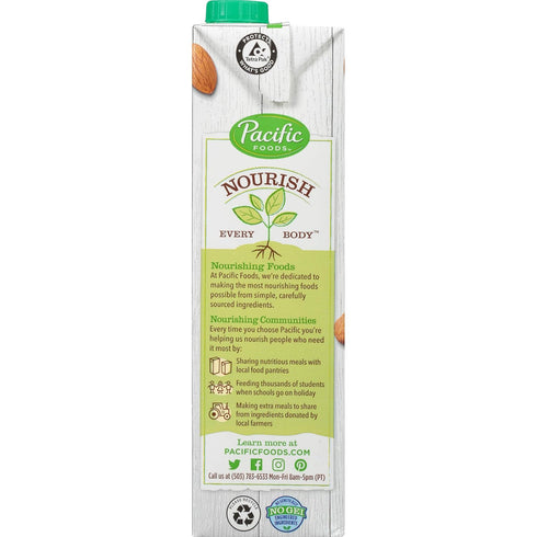 32 Pacific Foods Organic Original Almond Milk, Unsweetened, Ounce