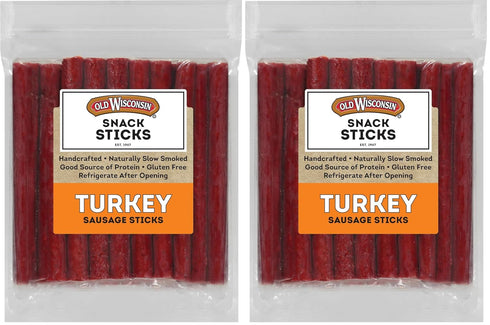 Old Wisconsin Turkey Sausage Snack Sticks,Naturally Smoked,Ready to Eat,High Protein,Low Carb,Keto,Gluten Free,28 Ounce Resealable