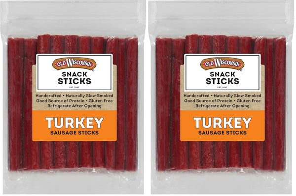 Old Wisconsin Turkey Sausage Snack Sticks,Naturally Smoked,Ready to Eat,High Protein,Low Carb,Keto,Gluten Free,28 Ounce Resealable