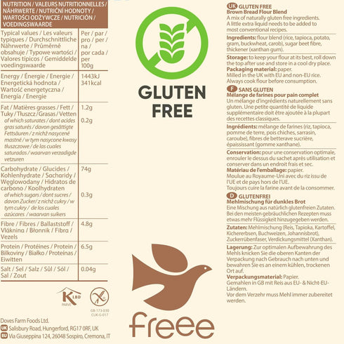 1kg (Pack 3) freee Gluten Free Brown Bread Flour