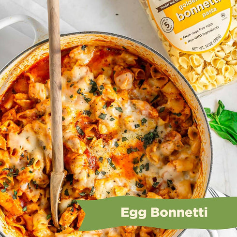 12oz (Pack 6) Al Dente Golden Egg Bonnetti All-Natural, Hand-Crafted Egg Pasta. Delicious and Versatile - Classic Pasta