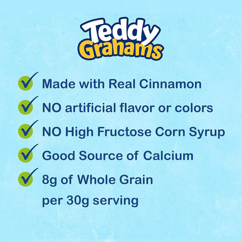 6 10 oz TEDDY GRAHAMS Cinnamon Graham Snacks, Bulk Kids Snacks, - Boxes