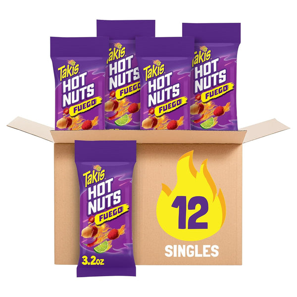 Takis Fuego Hot Nuts 12 pc / 3.2 oz Snack Size Box,