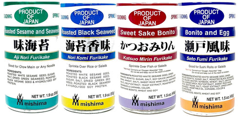 Mishima Rice Seasoning Furikake Variety Pack | 4 Flavors | Product of