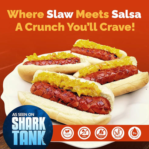 17.8 oz Spicy Hot Dog and Sausage Relish Slawsa Gourmet Cabbage Topping with Real Ingredients | | Gluten-Free, Vegan