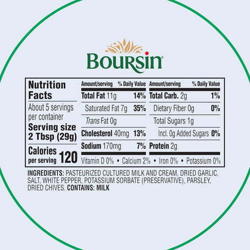Boursin 5.2 Garlic & Fine Herbs Cheese, Artisan fresh cheeses, Ounce