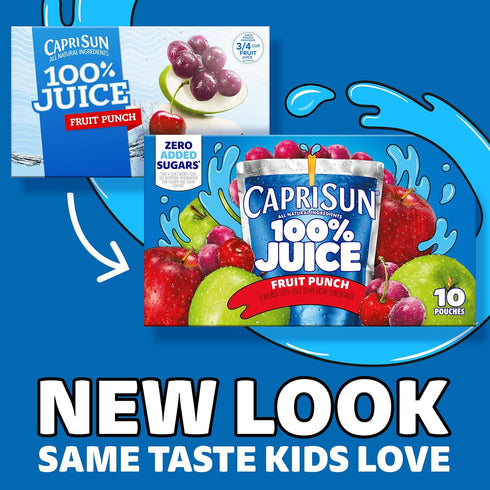 100% 40 Pack, 4 10 Capri Sun Juice Fruit Punch Naturally Flavored Juice Blend, ct Boxes of Pouches