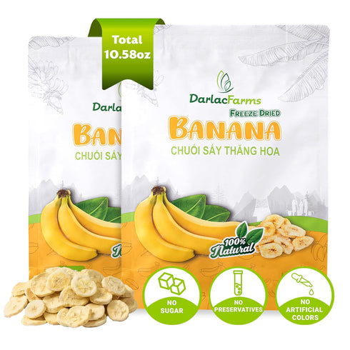 DARLAC FARMS Freeze Dried Banana Slices, Pack of 2 (5.29 Oz Each)